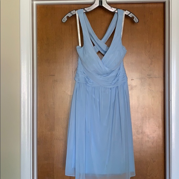 David's Bridal Dresses & Skirts - Light blue short crisscross back dress